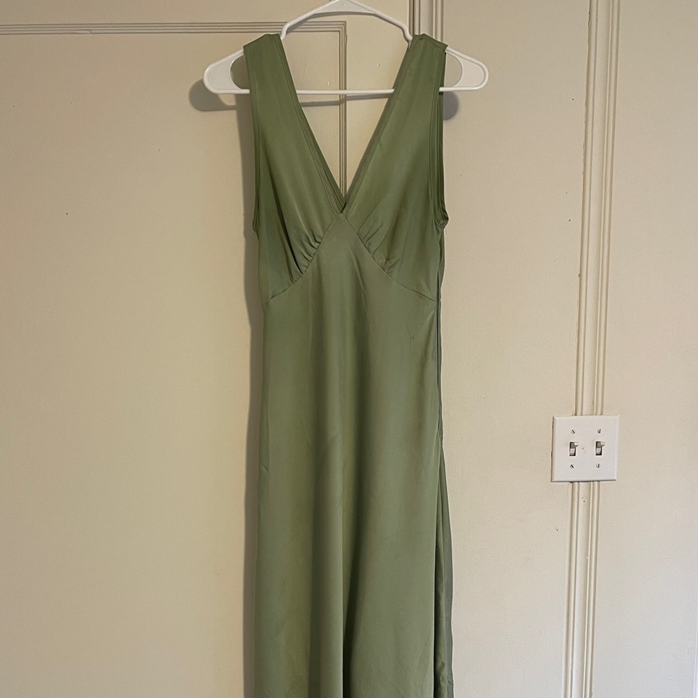 Silk green maxi dress